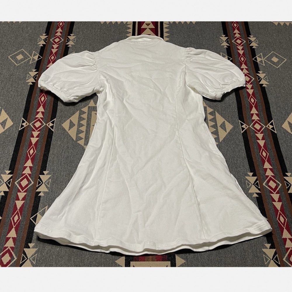 Hyacinth House White Mini Dress Women S Puff Sleeve Collared Zip